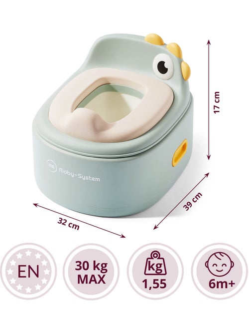Vaso evolutivo 3 in 1 riduttore wc sgabello pulcino salvia moby-system - Kiabi