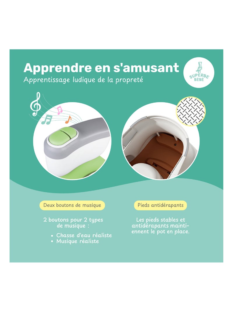 Vaso realistico per imparare a usare il bagno - con suono | SUPERBE BEBE Verde - Kiabi
