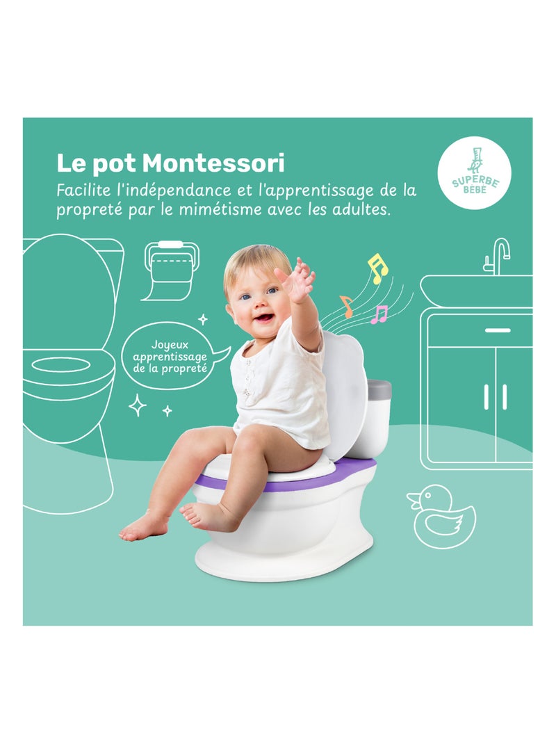 Vaso realistico per imparare a usare il bagno - con suono | SUPERBE BEBE Viola - Kiabi