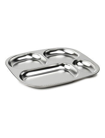 Vassoio Thermobaby compartimentato in acciaio inox 18/10 con 4 scomparti