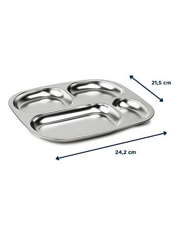 Vassoio Thermobaby compartimentato in acciaio inox 18/10 con 4 scomparti