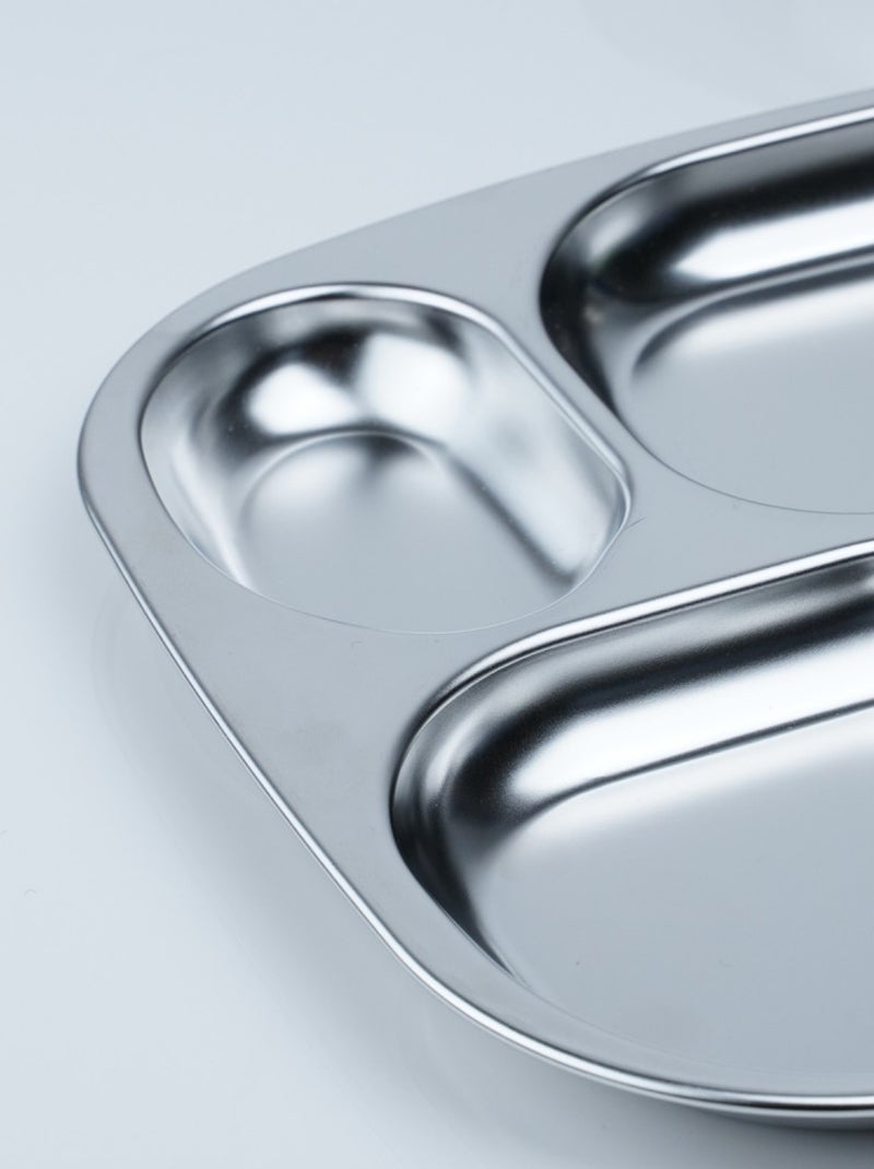 Vassoio Thermobaby compartimentato in acciaio inox 18/10 con 4 scomparti Grigio - Kiabi