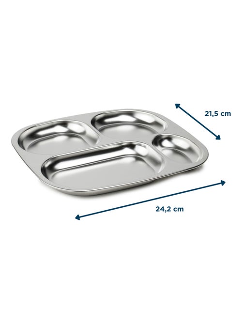Vassoio Thermobaby compartimentato in acciaio inox 18/10 con 4 scomparti - Kiabi