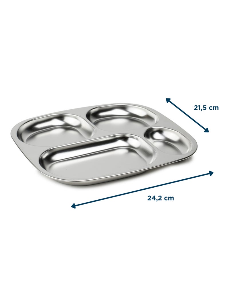Vassoio Thermobaby compartimentato in acciaio inox 18/10 con 4 scomparti Grigio - Kiabi