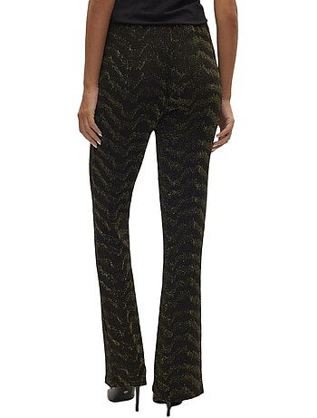 Vero Moda Pantaloni Neri Donna a Vita Alta con Glitter Oro