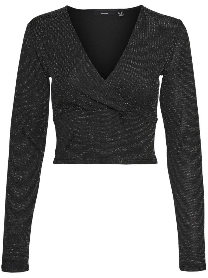 Vero Moda T-Shirt Donna a Maniche Lunghe Nero Argentato - Kiabi
