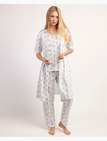 Vestaglia ADMAS CLASSIC da donna a maniche corte bianca e grigia