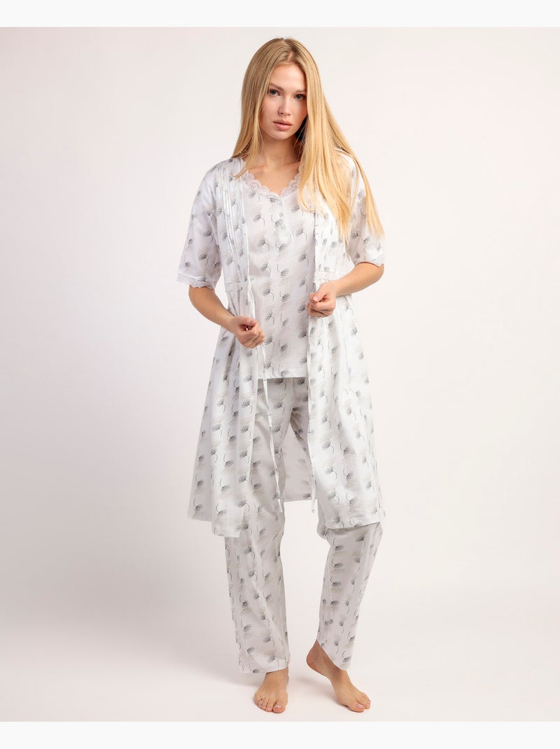 Vestaglia ADMAS CLASSIC da donna a maniche corte bianca e grigia Bianco - Kiabi