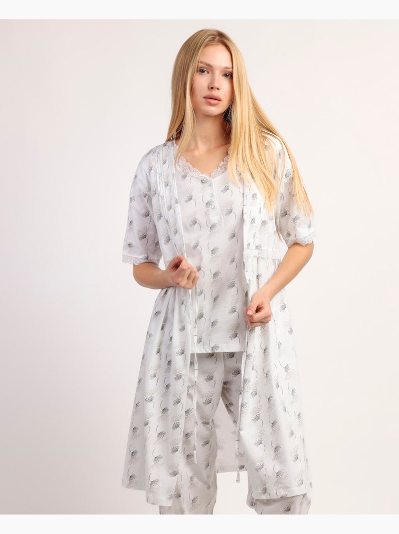 Vestaglia ADMAS CLASSIC da donna a maniche corte bianca e grigia Bianco - Kiabi