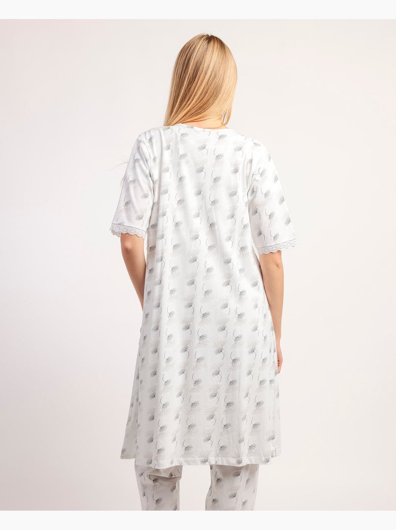 Vestaglia ADMAS CLASSIC da donna a maniche corte bianca e grigia Bianco - Kiabi