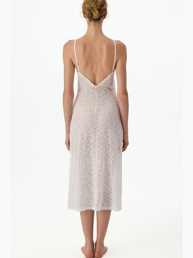 Vestaglia bridal delicata in pizzo a maniche lunghe stropicciata penti Bianco - Kiabi