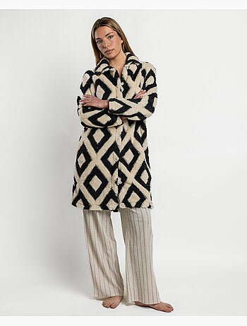 Vestaglia calda a maniche lunghe con motivo a rombi ADMAS LUXURY per donna