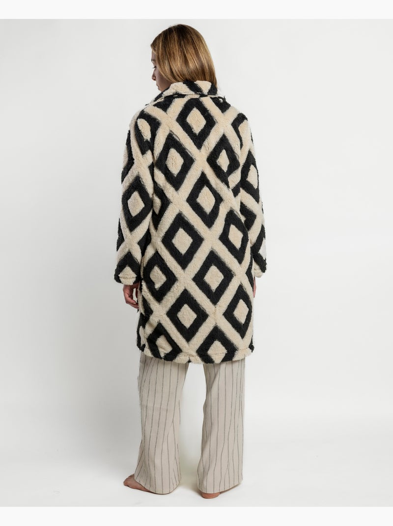 Vestaglia calda a maniche lunghe con motivo a rombi ADMAS LUXURY per donna Ecru - Kiabi