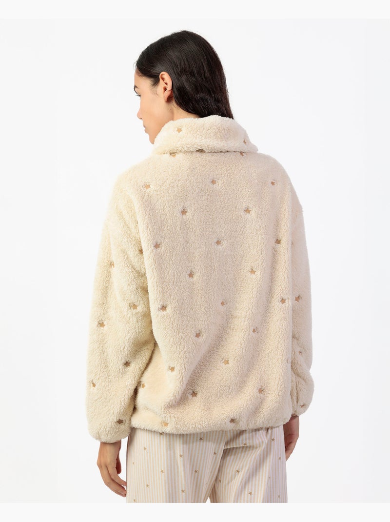 Vestaglia calda a maniche lunghe con stelle e strisce da donna ADMAS CLASSIC Beige - Kiabi