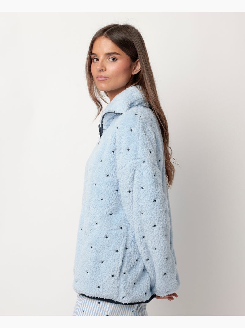 Vestaglia calda a maniche lunghe con stelle e strisce da donna ADMAS CLASSIC Blu - Kiabi