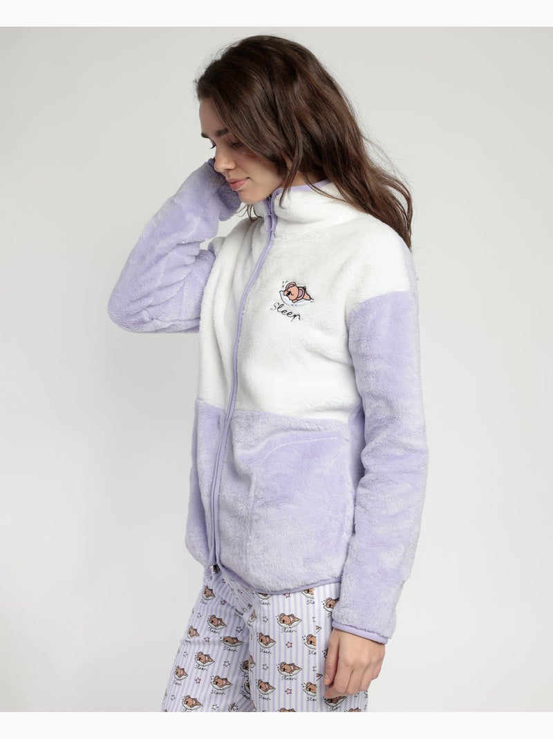 Vestaglia calda a maniche lunghe da donna ADMAS Tutto ciò di cui hai bisogno è dormire Malva - Kiabi