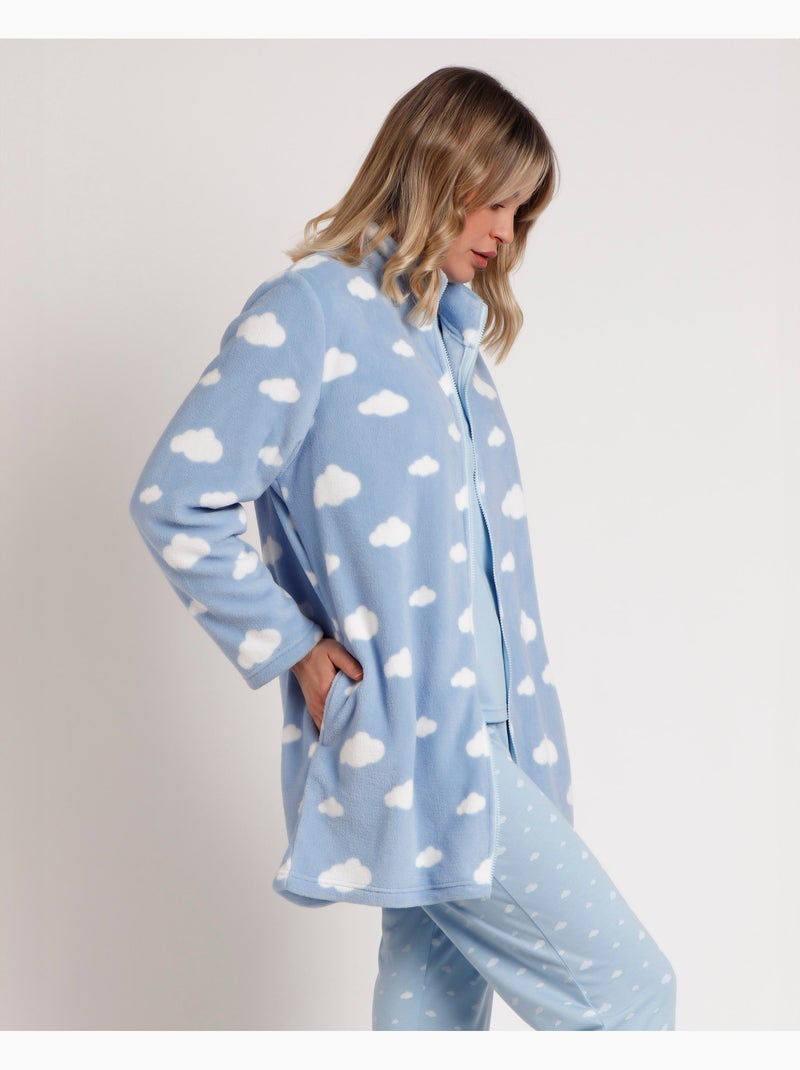 Vestaglia calda a maniche lunghe da donna È ora di dormire STAY AT HOME Blu - Kiabi