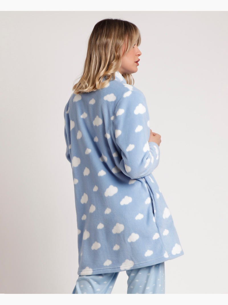 Vestaglia calda a maniche lunghe da donna È ora di dormire STAY AT HOME Blu - Kiabi