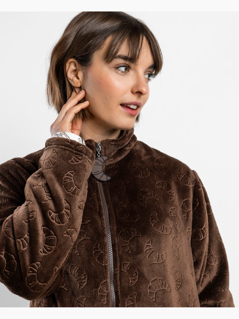 Vestaglia calda da colazione a maniche lunghe ADMAS per donna Marrone cioccolato - Kiabi