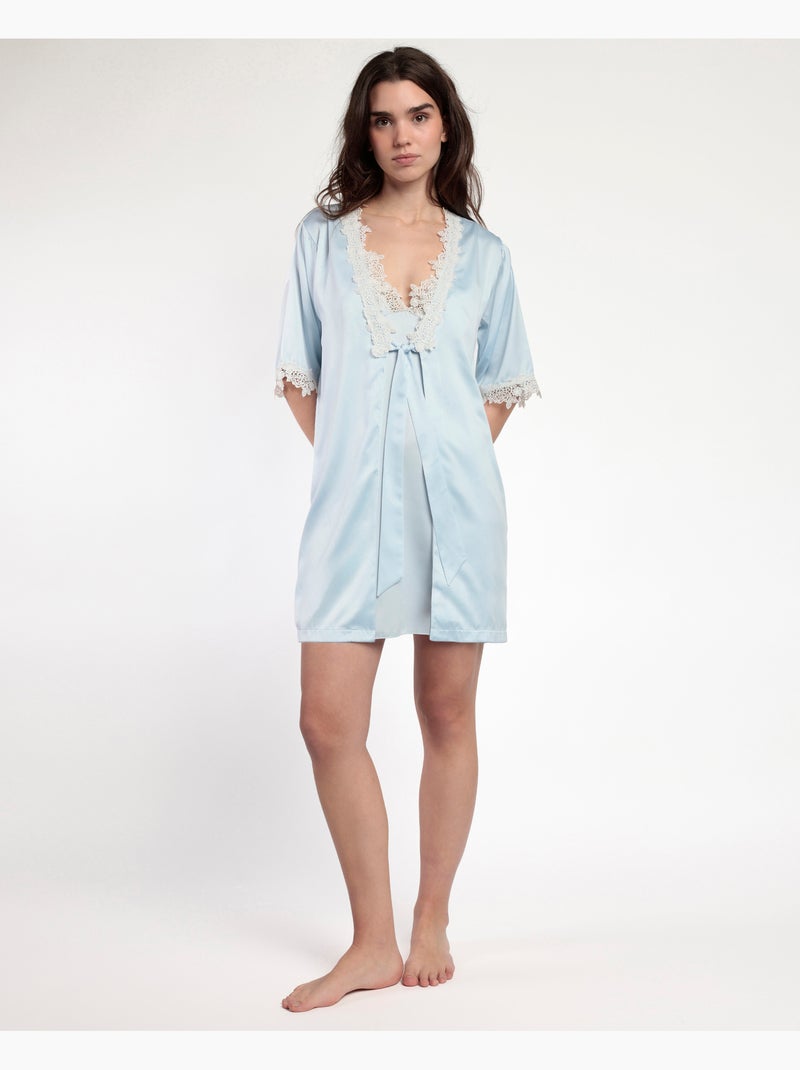Vestaglia da donna ADMAS CLASSIC in guipure a maniche corte Blu cielo - Kiabi