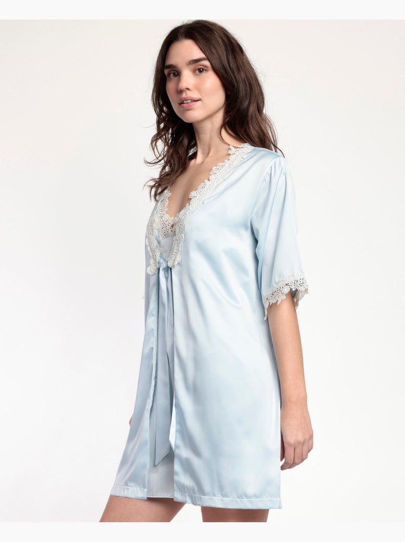 Vestaglia da donna ADMAS CLASSIC in guipure a maniche corte Blu cielo - Kiabi