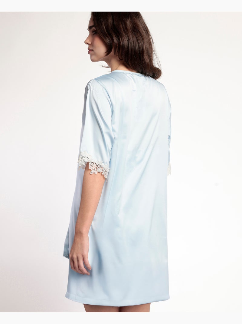 Vestaglia da donna ADMAS CLASSIC in guipure a maniche corte Blu cielo - Kiabi
