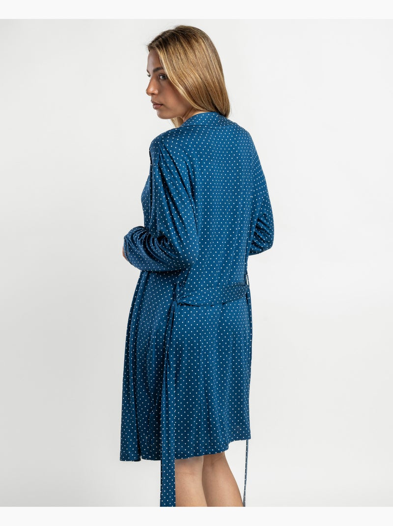 Vestaglia da donna ADMAS CLASSIC in pizzo a pois e maniche lunghe Blu marino - Kiabi