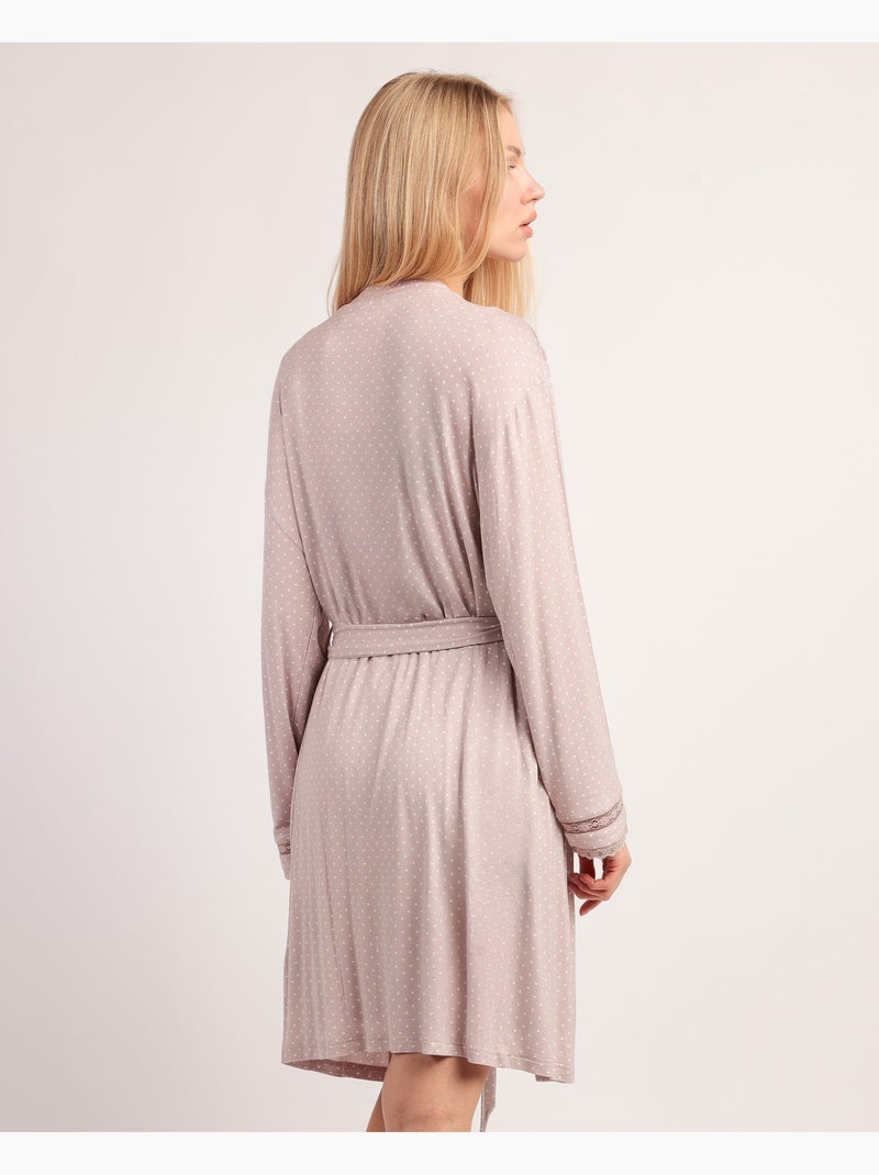 Vestaglia da donna ADMAS CLASSIC in pizzo a pois e maniche lunghe Grigio chiaro - Kiabi