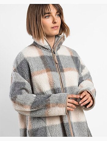 Vestaglia da donna ADMAS in caldo sherpa scozzese a maniche lunghe Dolce Home