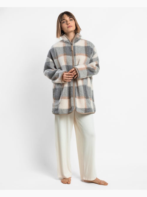 Vestaglia da donna ADMAS in caldo sherpa scozzese a maniche lunghe Dolce Home - Kiabi