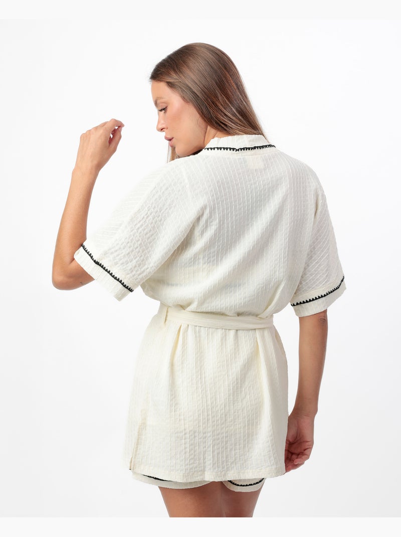 Vestaglia da donna ADMAS LUXURY con maniche scese e cuciture Ecru - Kiabi