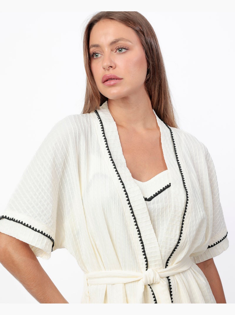 Vestaglia da donna ADMAS LUXURY con maniche scese e cuciture Ecru - Kiabi