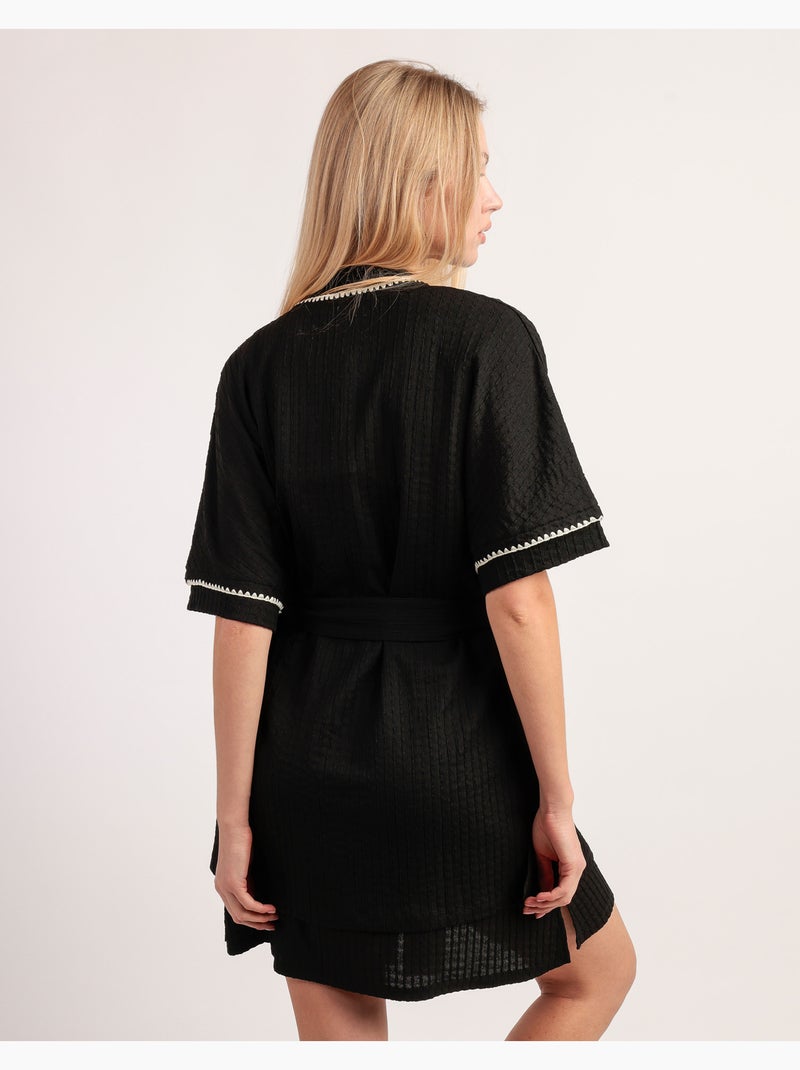 Vestaglia da donna ADMAS LUXURY con maniche scese e cuciture Nero - Kiabi