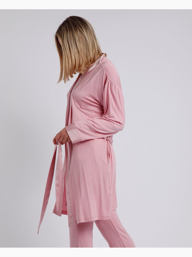 Vestaglia da donna in raso a maniche lunghe ADMAS CLASSIC Rosa chiaro - Kiabi