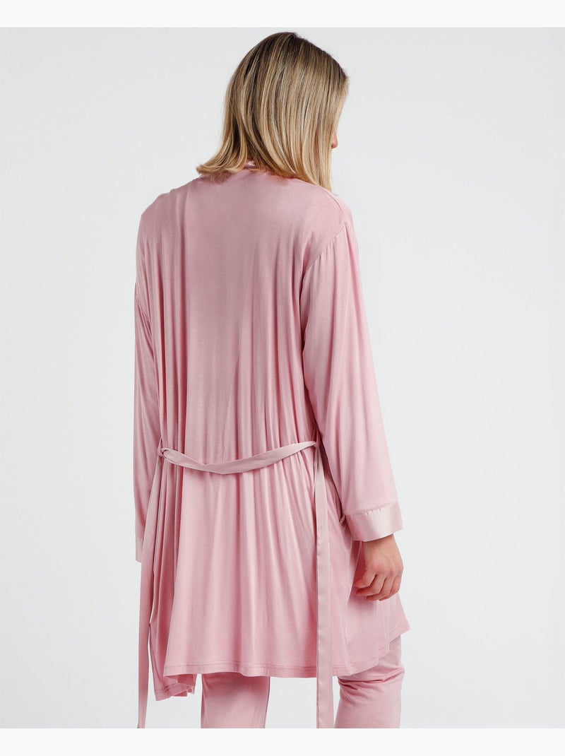 Vestaglia da donna in raso a maniche lunghe ADMAS CLASSIC Rosa chiaro - Kiabi