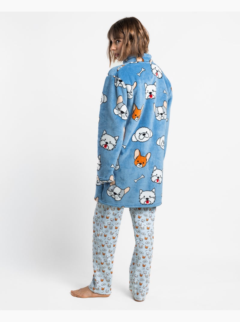 Vestaglia da notte calda a maniche lunghe da donna ADMAS Blu - Kiabi
