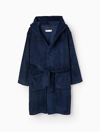 Vestaglia in pile con cappuccio e cintura