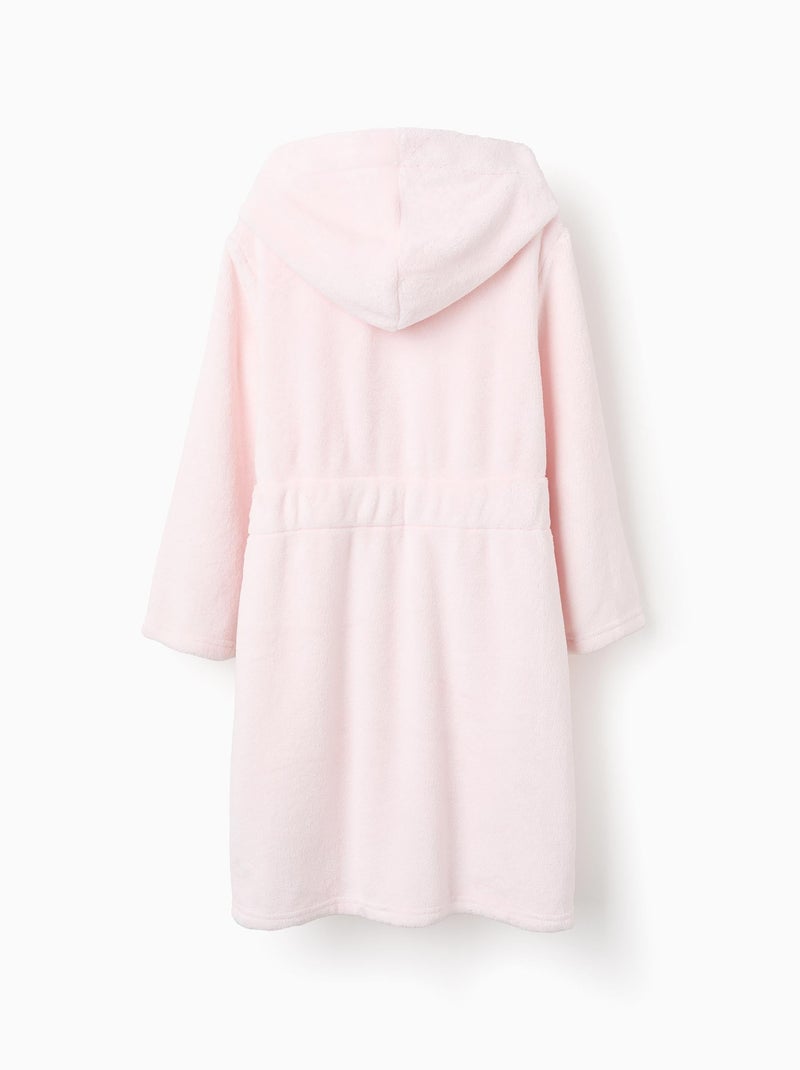 Vestaglia in pile con cappuccio e cintura Rosa chiaro - Kiabi