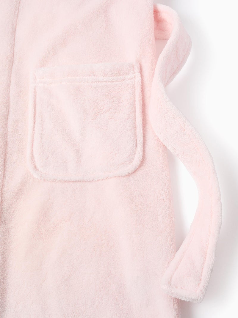 Vestaglia in pile con cappuccio e cintura Rosa chiaro - Kiabi