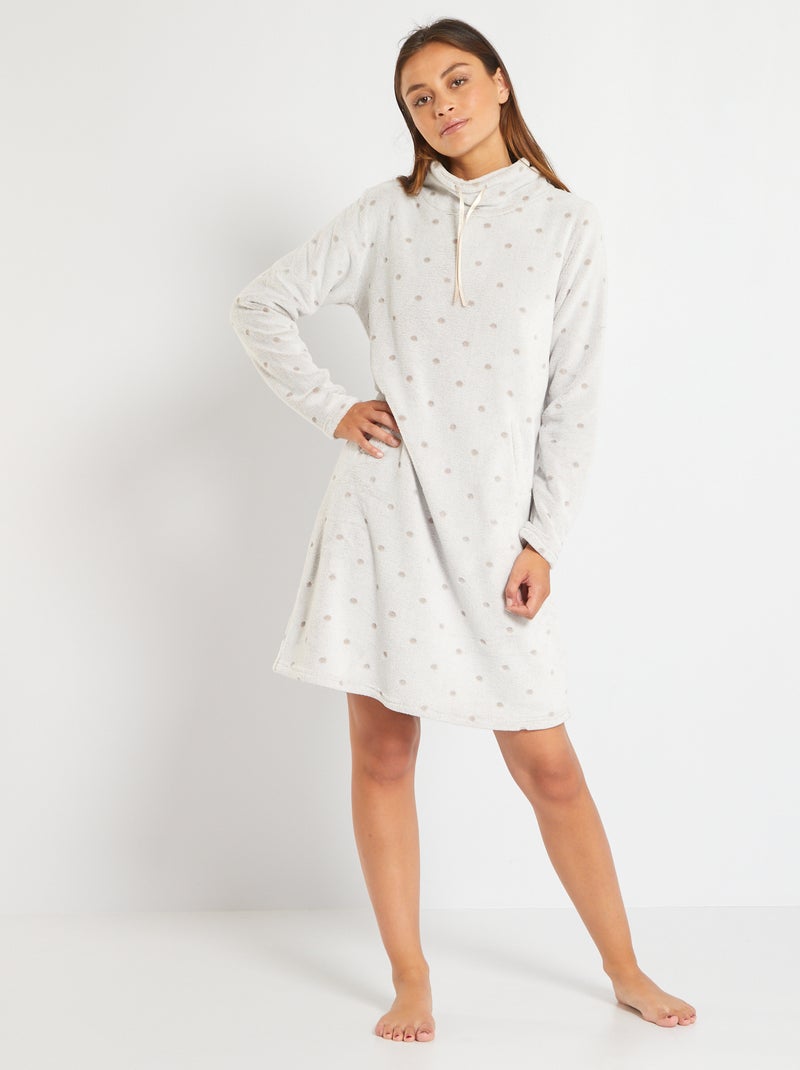 Vestaglia in pile con motivo a pois BEIGE Kiabi