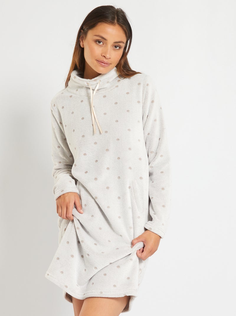 Vestaglia in pile con motivo a pois BEIGE Kiabi