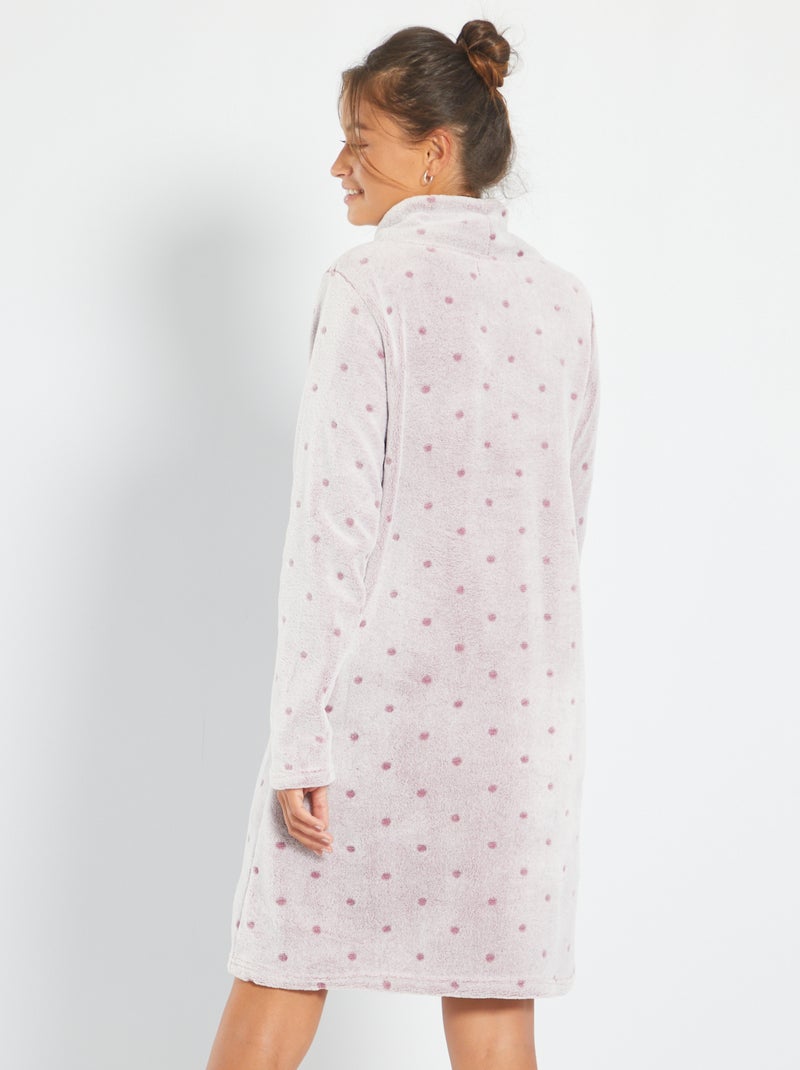 Vestaglia in pile con motivo a pois malva Kiabi