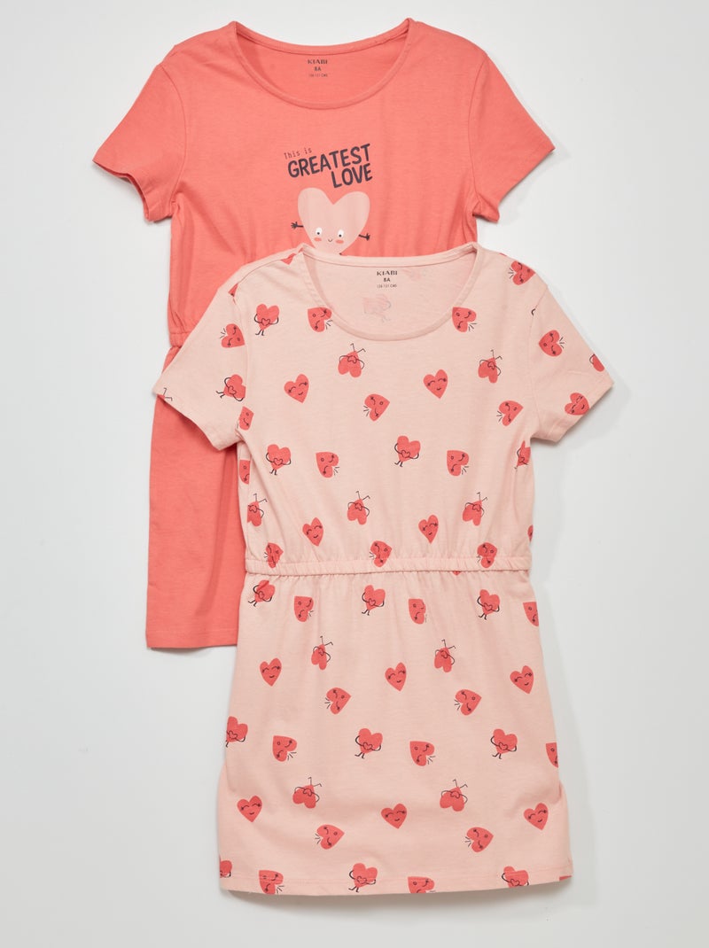 Vestiti in jersey con stampa - Set di 2 ROSA - Kiabi