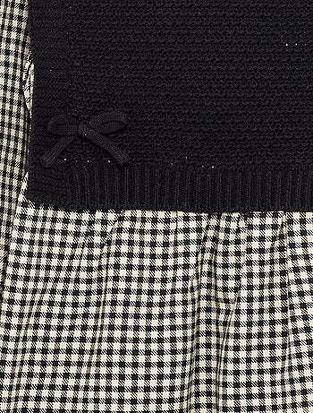 Vestito 2 in 1 con top in maglia e parte inferiore in flanella