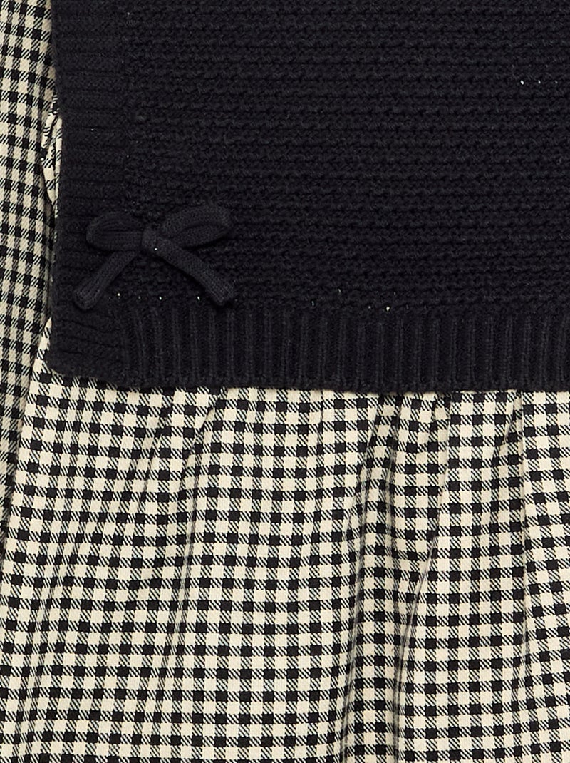 Vestito 2 in 1 con top in maglia e parte inferiore in flanella Nero - Kiabi