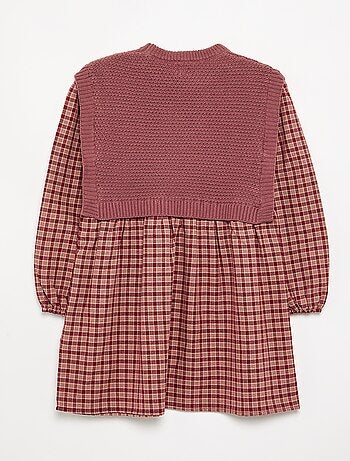 Vestito 2 in 1 con top in maglia e parte inferiore in flanella
