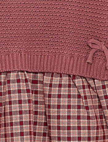 Vestito 2 in 1 con top in maglia e parte inferiore in flanella