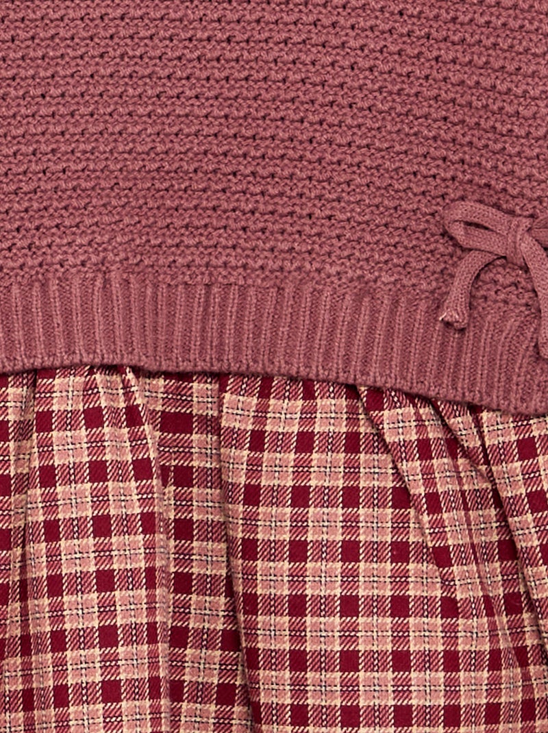Vestito 2 in 1 con top in maglia e parte inferiore in flanella Rosso - Kiabi