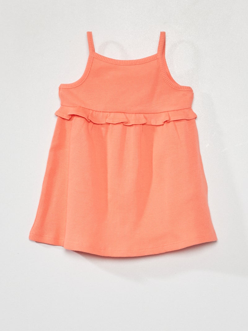 Vestito a coste con applicazione con volant ARANCIONE - Kiabi