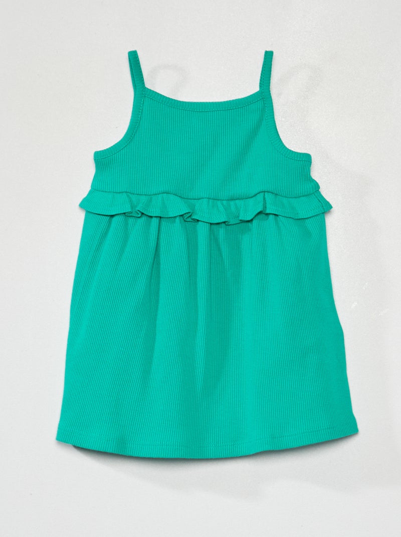 Vestito a coste con applicazione con volant Verde - Kiabi